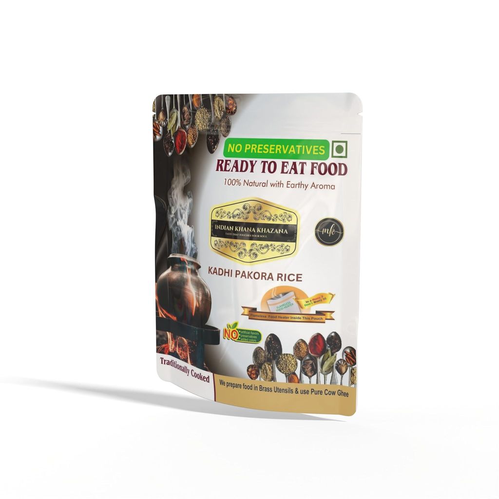 Kadhi Pakora Rice (200gm + 200gm) INDIAN KHANA KHAZANA | No Added Preservative and Colours | Serve Hot Anytime Anywhere with our Flameless Food Heater inside the Pack. Indian Tasty Flavour Ready to Eat Food Kadhi Pakora Rice |