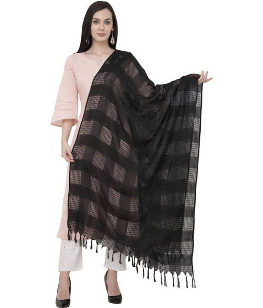 A R Silk Black Cotton Hand Painted Dupatta