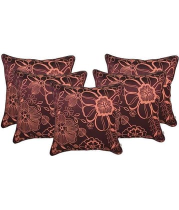 Zubix Purple & Beige Polyester Cushion Covers Set Of 5