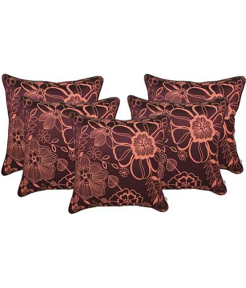 Zubix Purple & Beige Polyester Cushion Covers Set Of 5