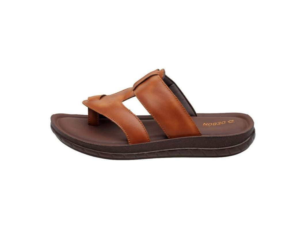 VKC Deon DX30107 Tan Men's  Semi Covering Synthetic Leather Sandal  - UK 6