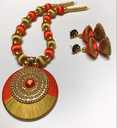 Elegant Dual-Tone Silk Thread Jewellery Set