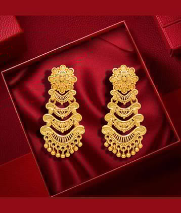 LUV FASHION Golden Chandbalis Earrings ( Pack of 1 )