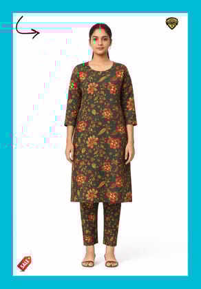 Women Cotton Printed Straight Kurti Pant Set | Floral Printed Kurta with Pant | Casual Daily Wear Ethnic Kurti Set for Women
