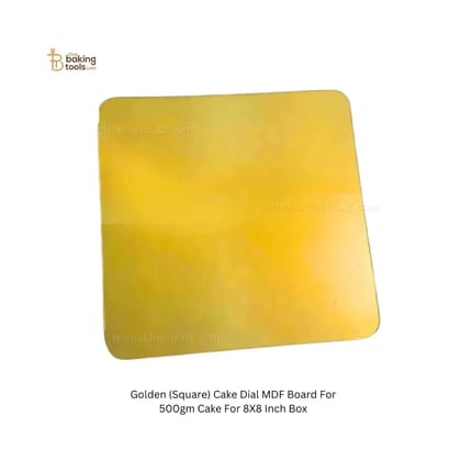 Golden (Square) Cake Dial MDF Board For 500gm Cake For 8X8 Inch Box (NO COD)-Pack of 10