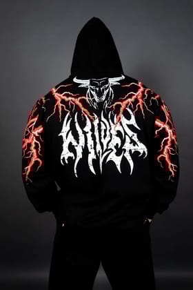 THUNDER STORM HOODIE (BLACK RED)-S