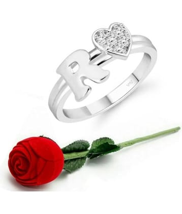 Valentine Initial '' R '' Letter with heart ring alphabet for women and Girls