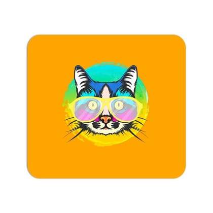 Cat With Glasses Mouse Pad