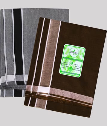 Feather Green - Multicolor Cotton Men's Lungi ( Pack of 2 )