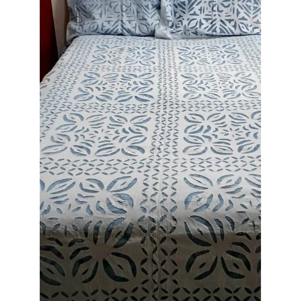 Handcrafted Gray Delicate Applique King Size Bed Cover