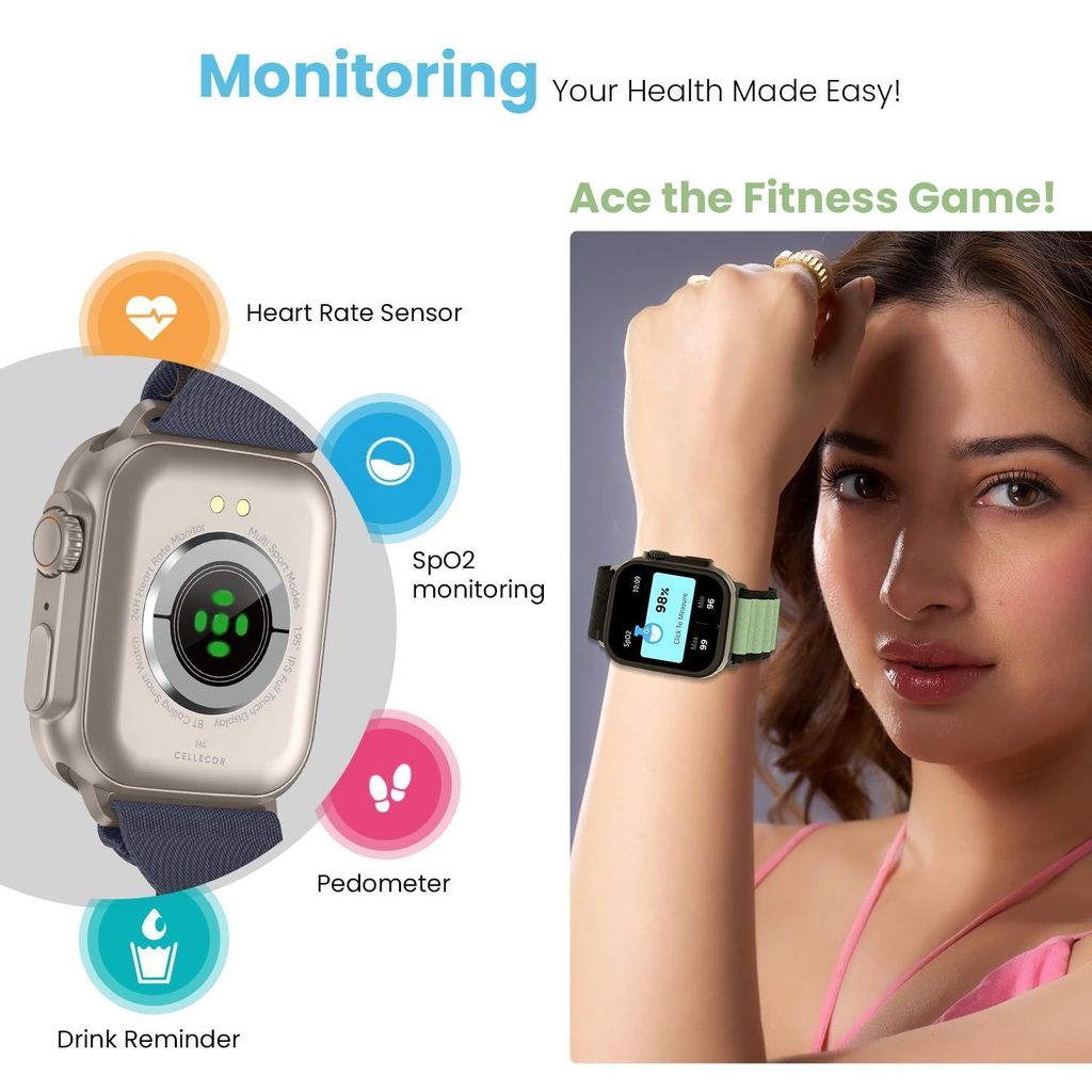 CELLECOR M4 Rush 1.91" HD Display | 600 NITS | AOD | BT-Calling | AI Voice | IP67 | Rotating Crown | SmartWatch (Garnish Black Green)