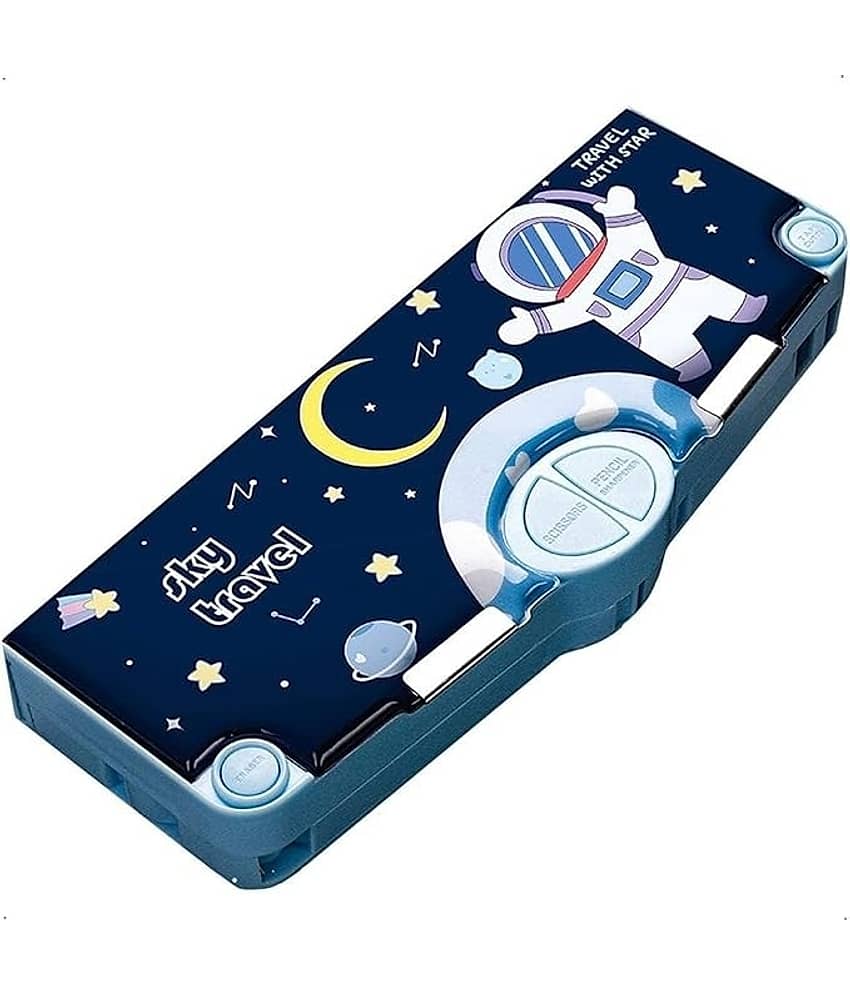 Eclet Pencil Box Integrated Sharpener and Magnetic Lock, Dual Compartments Pencil case box with Stationery Combo Set For boys Pencil Box For Boys/Girls Art Plastic Pencil Box  (Set of 1, Multicolor)