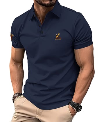 Eyebogler Cotton Blend Regular Fit Printed Half Sleeves Men's Mandarin Collar T-Shirt - Brown ( Pack of 1 )