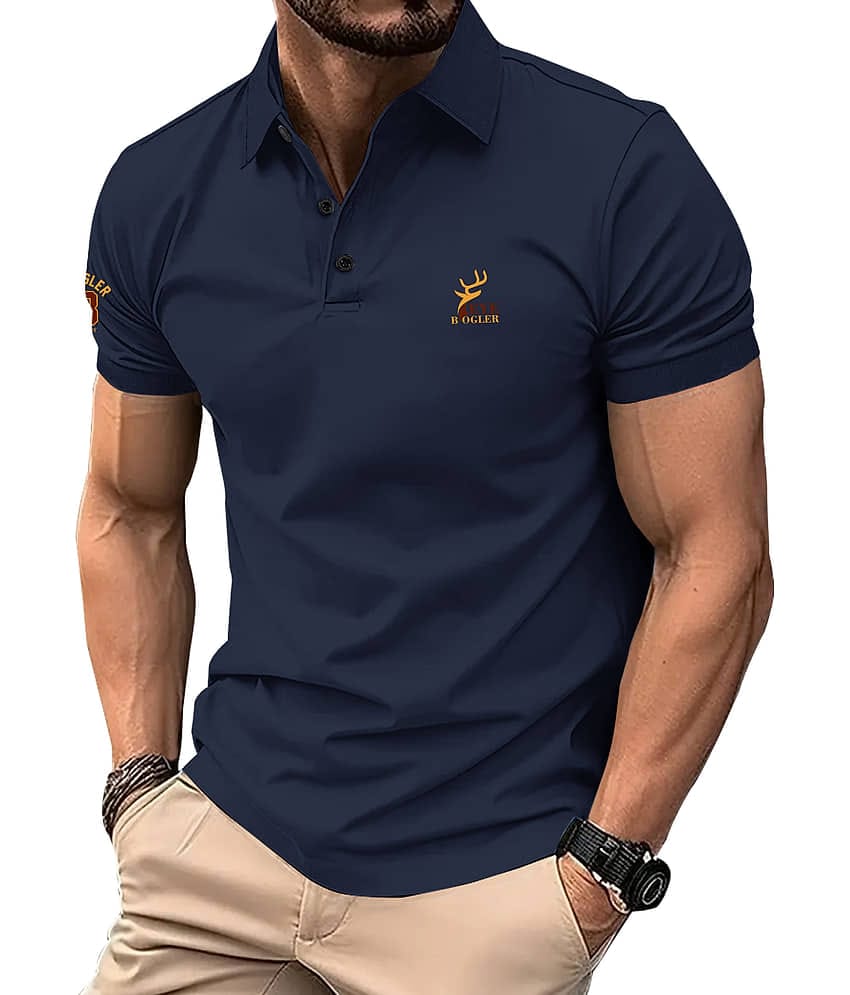 Eyebogler Cotton Blend Regular Fit Printed Half Sleeves Men's Mandarin Collar T-Shirt - Brown ( Pack of 1 )