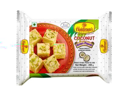 Haldiram's Soan Papdi (Coconut Flavour) Packed Sweets - 250 Gm - Pack of 2