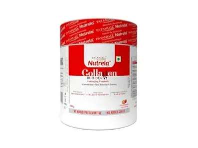 NUTRELA Collagen Builder for Men & Women | Patanjali Collagen Supplement Powder For Healthy Skin, Hair & Nails - 200g (Strawberry Flavour)