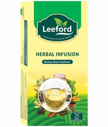Leeford Herbal Infusion Detox Desi Kahwa Green Tea - Infusion Tea Bags Box (25 Bags)
