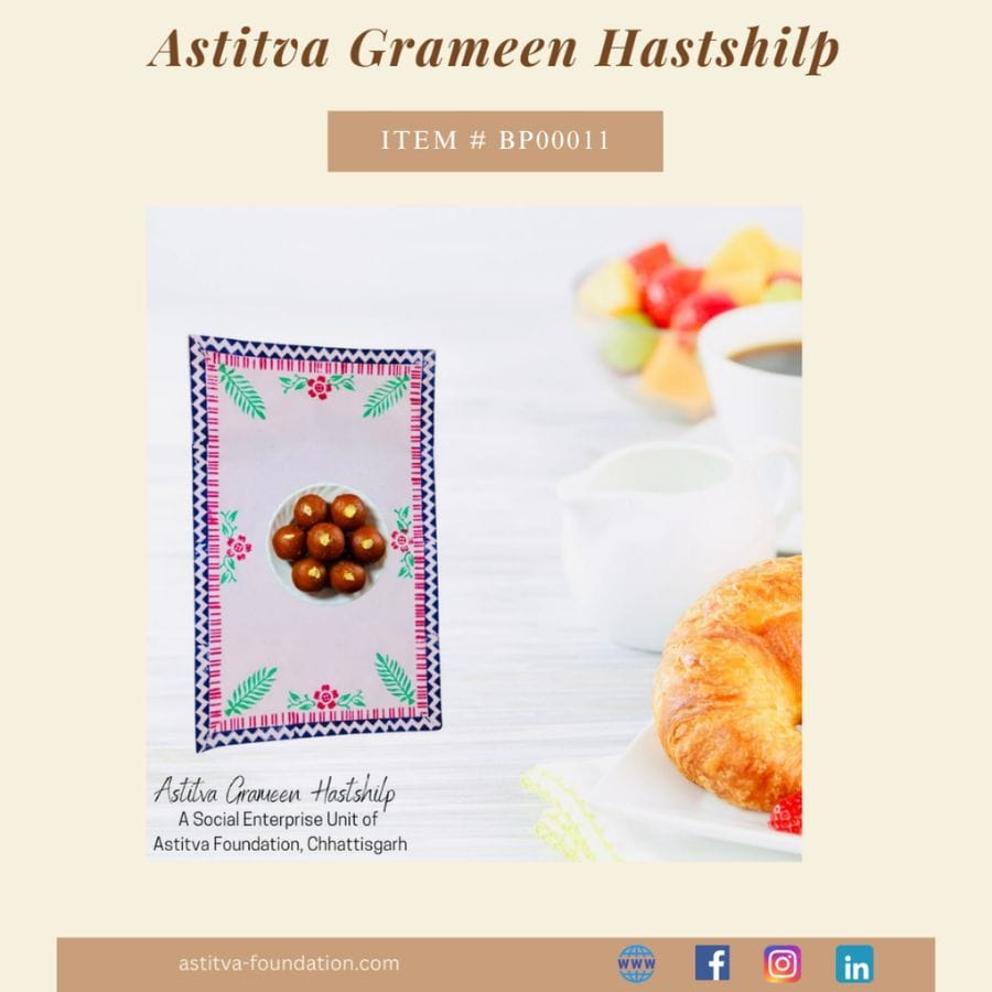 Hand Block–Printed Floral Cotton Placemats 