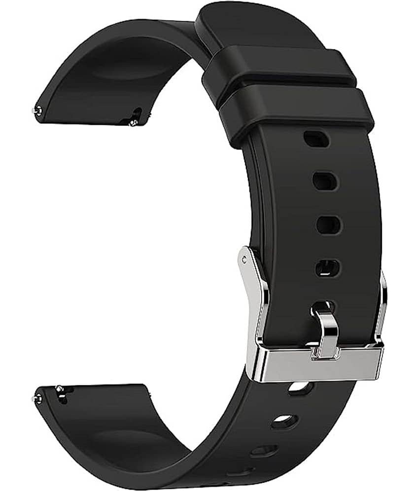 EMPERO 22mm Classic Slim Silicone Belt for Watches Smart Watch Strap  (Black)