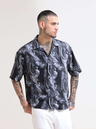 Baroquen Grey Oversized Shirt-M