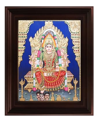 Samayapuram Mariyamman Traditional Tanjore Painting By Authentic Handcrafted Method (Size 12x10)