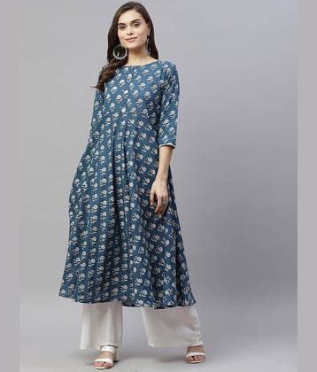 miravan - Blue Cotton Women's Flared Kurti ( Pack of 1 )