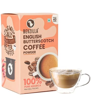Bevzilla Instant Coffee Powder English Butterscotch Flavour - 75 Grams | 100% Premium Arabica Beans | Makes 40 Cups