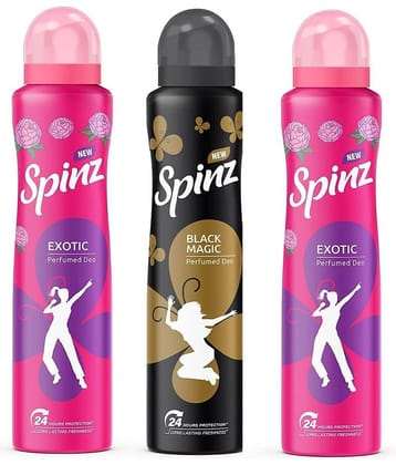 Spinz - 1 BLACK MAGIC 2 EXOTIC DEODORANT Deodorant Spray for Unisex 450 ml ( Pack of 3 )