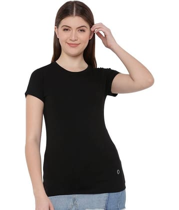 Dollar Missy Women Cotton Solid Regular Fit Round Neck T-Shirt ( Black )