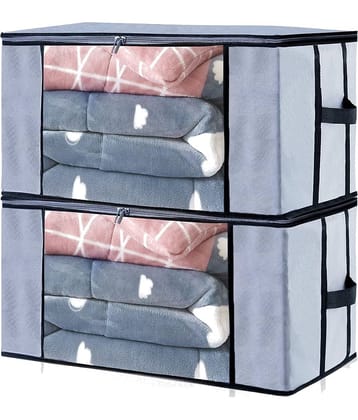 SH NASIMA - Home Storage Cloth Bags, Saree, Suits, Blouse, Blanket Organiser for Underbed, Almirah (Pack of 2)