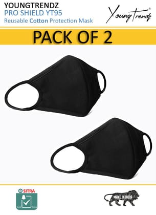 Young trendz Anti-Pollution -Virus Saftey -Bike Rider -Cotton Mask (Pack of 2)  (Black, Free Size, Pack of 2)-Free Size / Black