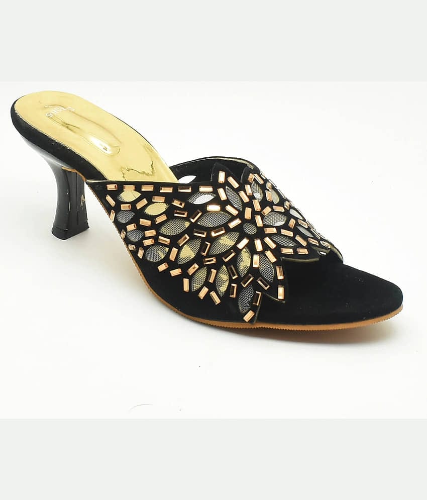 IndiForce Black Women's Slip On Heels