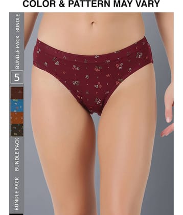 Dollar Lehar Super Combed Cotton Women's Printed Hipster Panty - Pack of 5 - (Print May Vary)