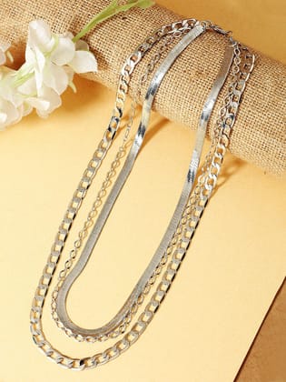 Silver-Toned Brass Silver-Plated Layered Chain