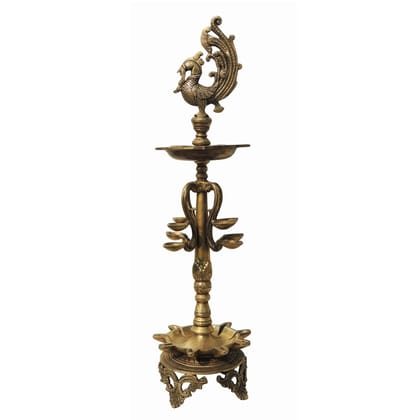 Brass Showpiece Hen [Murga] Deepak Statue (BSMAS905 A)