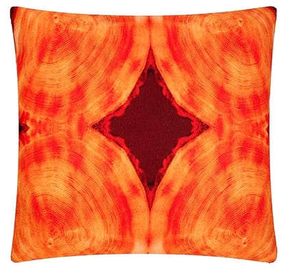 KOKO Home Decorative Cotton Cushion Covers  Orange Red Volcanic Digital Print, 16x16 inches  Perfect for Sofa, Chair, and Bed - Set of 5