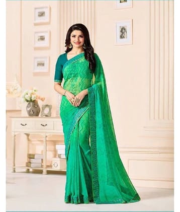 Gazal Fashions Georgette Printed Saree With Unstitched Blouse Piece ( Beige1 )