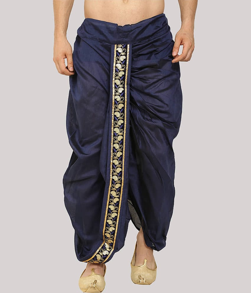 FANZI Blue Silk Men's Dhoti ( Pack of 1 )
