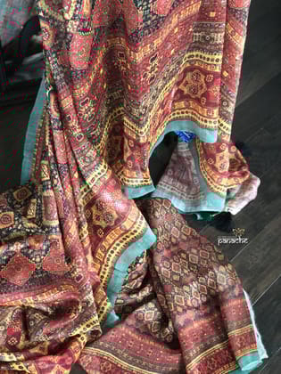 AWESOME COLLECTION LINEN PRINTED SAREE  1372