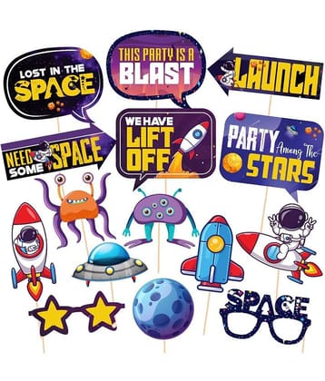 Zyozi 15 Space Photo Booth / Space Props for Birthday / Space Theme Birthday Party Photo Booth Props / Space Props for Birthday