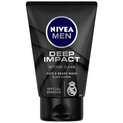 Nivea Deep Impact Face Wash With Black Carbon - Intense Clean For Beard & Face, 100 G