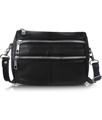 CIMONI Sling Bag Pure Leather Set of 1 ( Black )