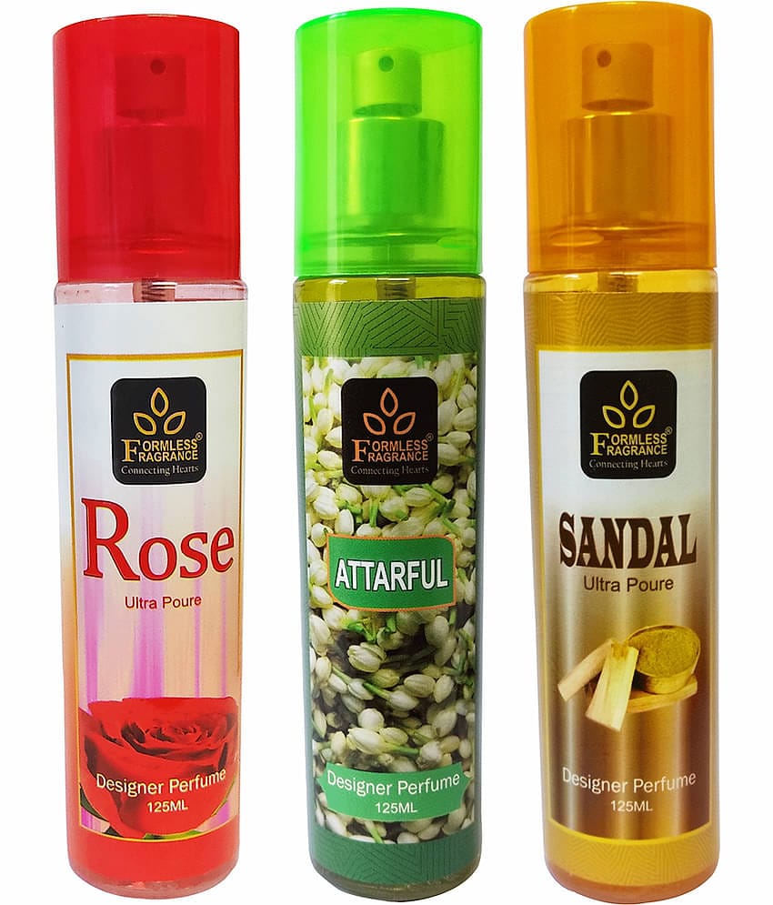Set of 3 Rose,Sandal and Attarful 125ml perfumes