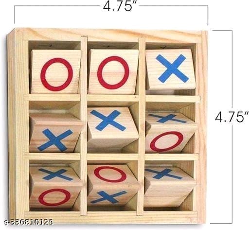 Wooden Tic Tac Toe Board Game for Kids and Adults, Strategy Game, Educational Toy, Handmade in India