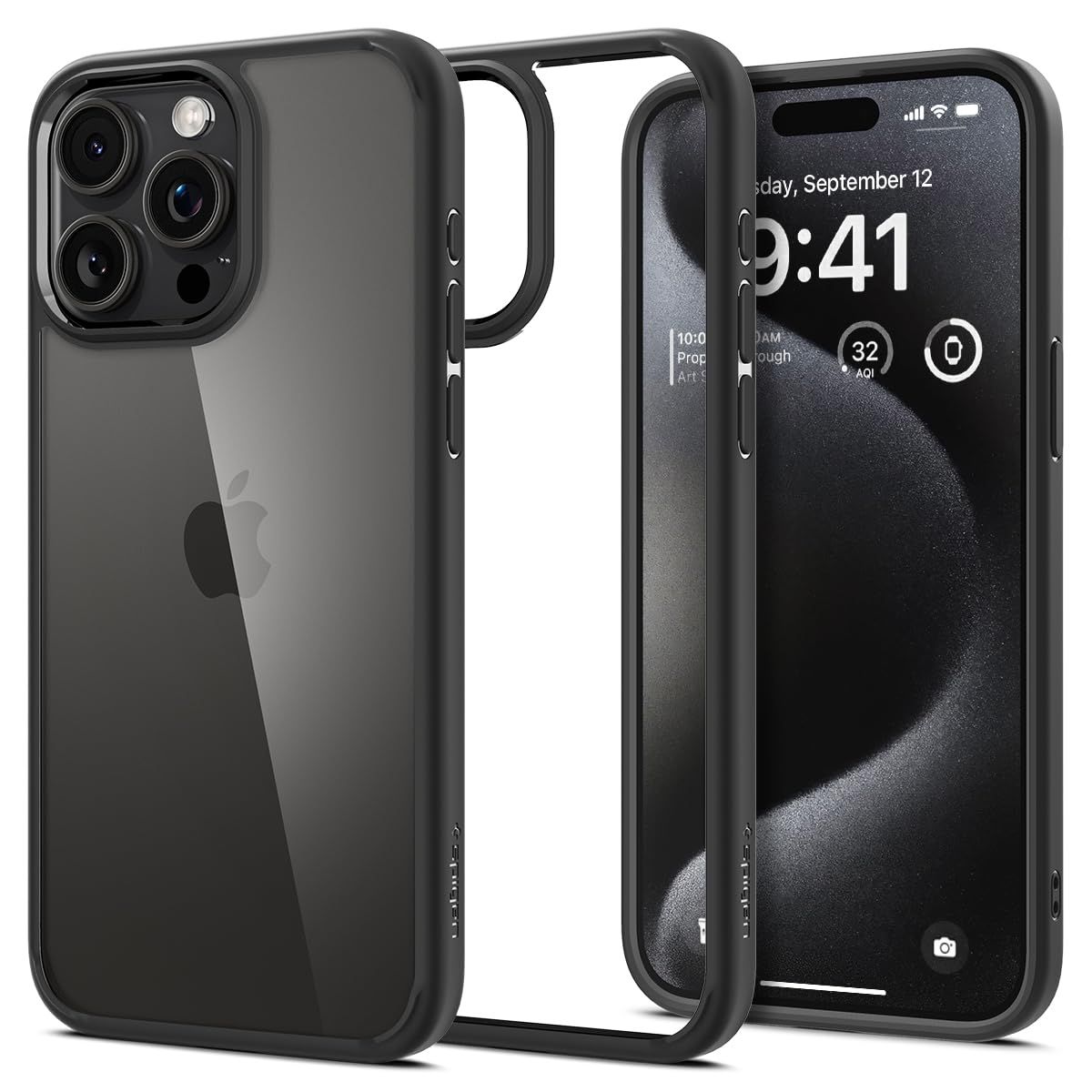 Spigen Ultra Hybrid Back Cover Case for iPhone 15 Pro, Durable Hybrid Structure, Air Cushion Technology - Polycarbonate + TPU | Matte Black Spigen Ultra Hybrid Back Cover Case for iPhone 15 Pro, Durable Hybrid Structure, Air Cushion Technology - Polycarb