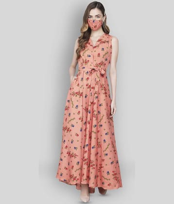 Rudrakriti Women Crepe Printed A-line Dress ( Green )