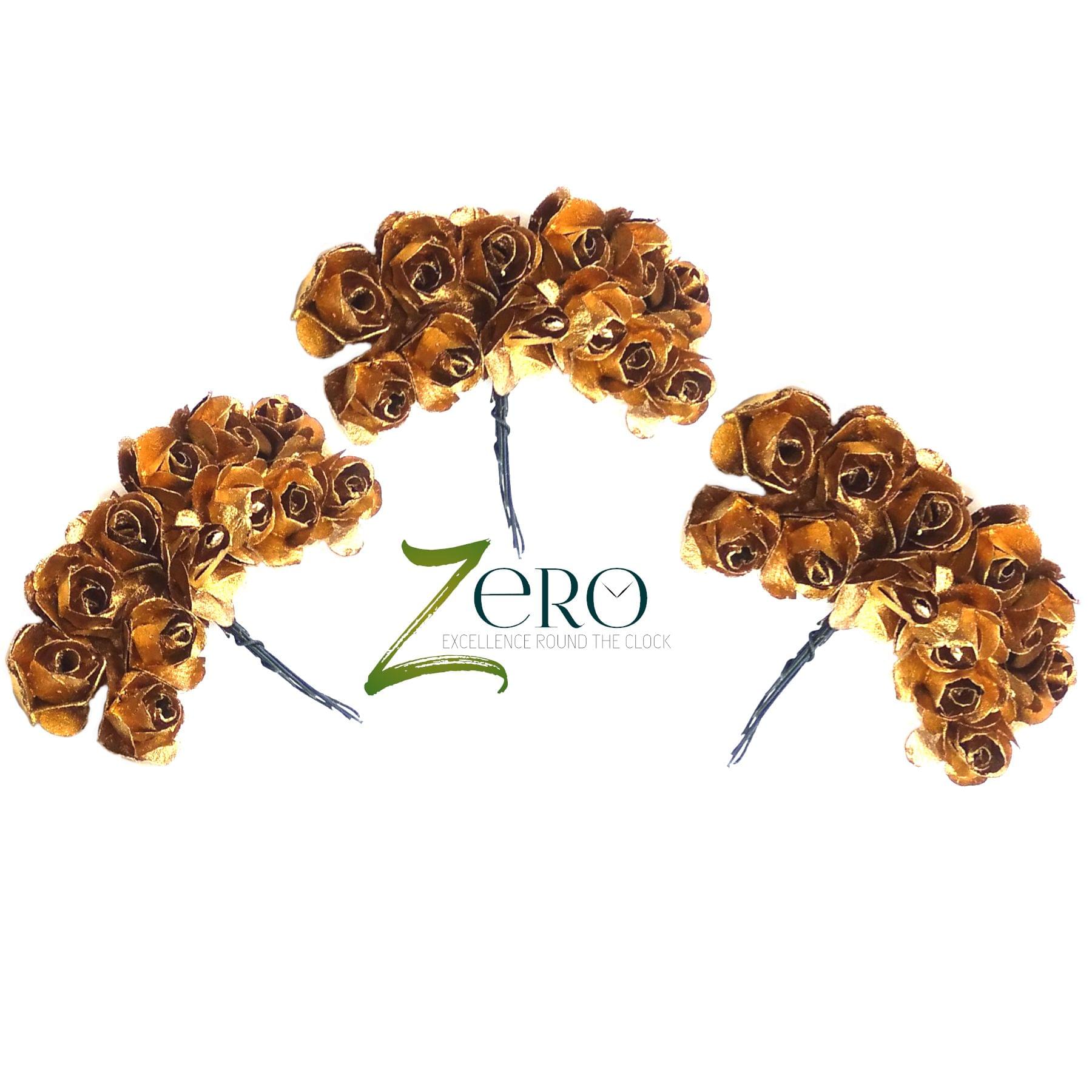 Bunch of 36 Pcs Hand Made Paper Flower - Gold Color