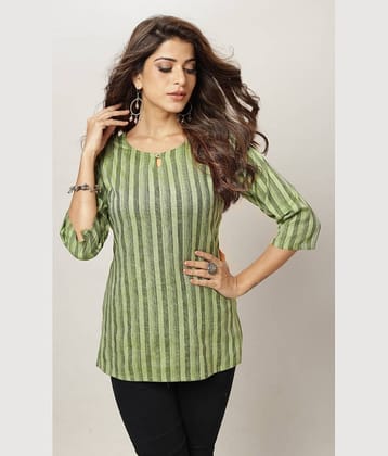 anushansa Women's Cotton Blend Printed Straight Kurti - ( Green )