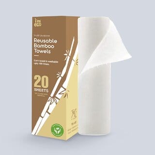 I'M ECO Reusable Kitchen Towels  Bamboo Kitchen Towels  20 Towels  Reusable up to 2000 times