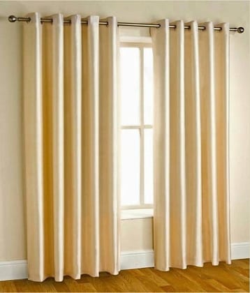N2C Home Solid Semi-Transparent Eyelet Curtain 5 ft ( Pack of 2 ) - Cream